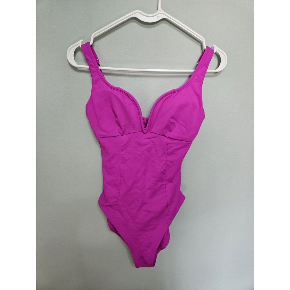 Becca By Rebecca Virtue Women’s Small Magenta Plunge One Piece Bathing Suit